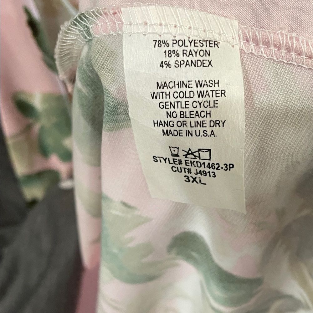 🩷 NEW Egs California🩶 Plus SZ 3X Gray and Pink Polka Dot Floral 2 sided Dress - Picture 5 of 13